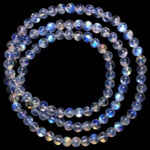 Blue Rainbow Moonstone Beads Mala